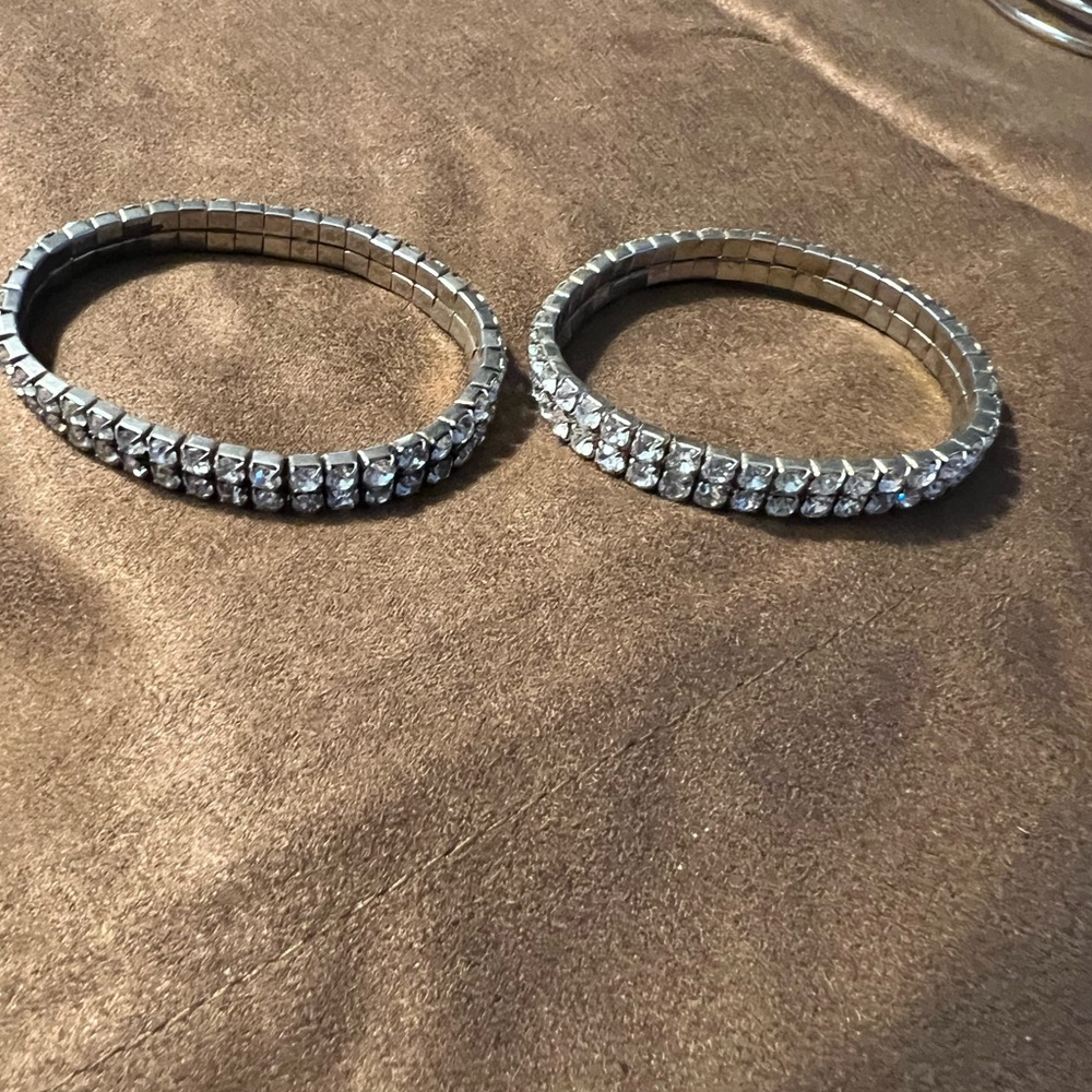 Silver Crystal Stretch Tennis Bracelet - Women's Jewelry